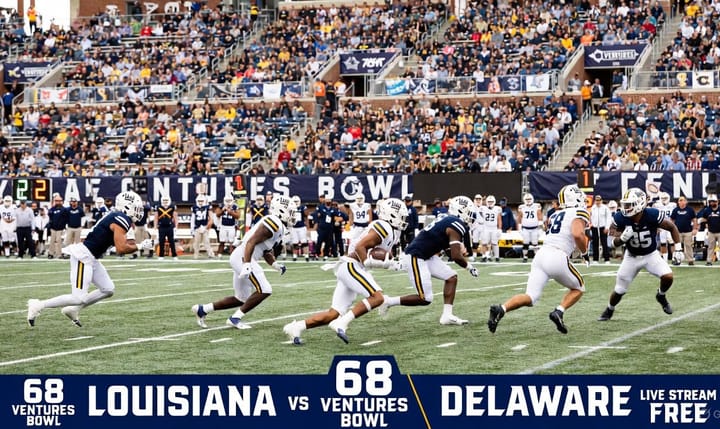 68 Ventures Bowl 2025 Live: Louisiana vs Delaware Live Stream Free TV Channel, Date, Time & Online Info