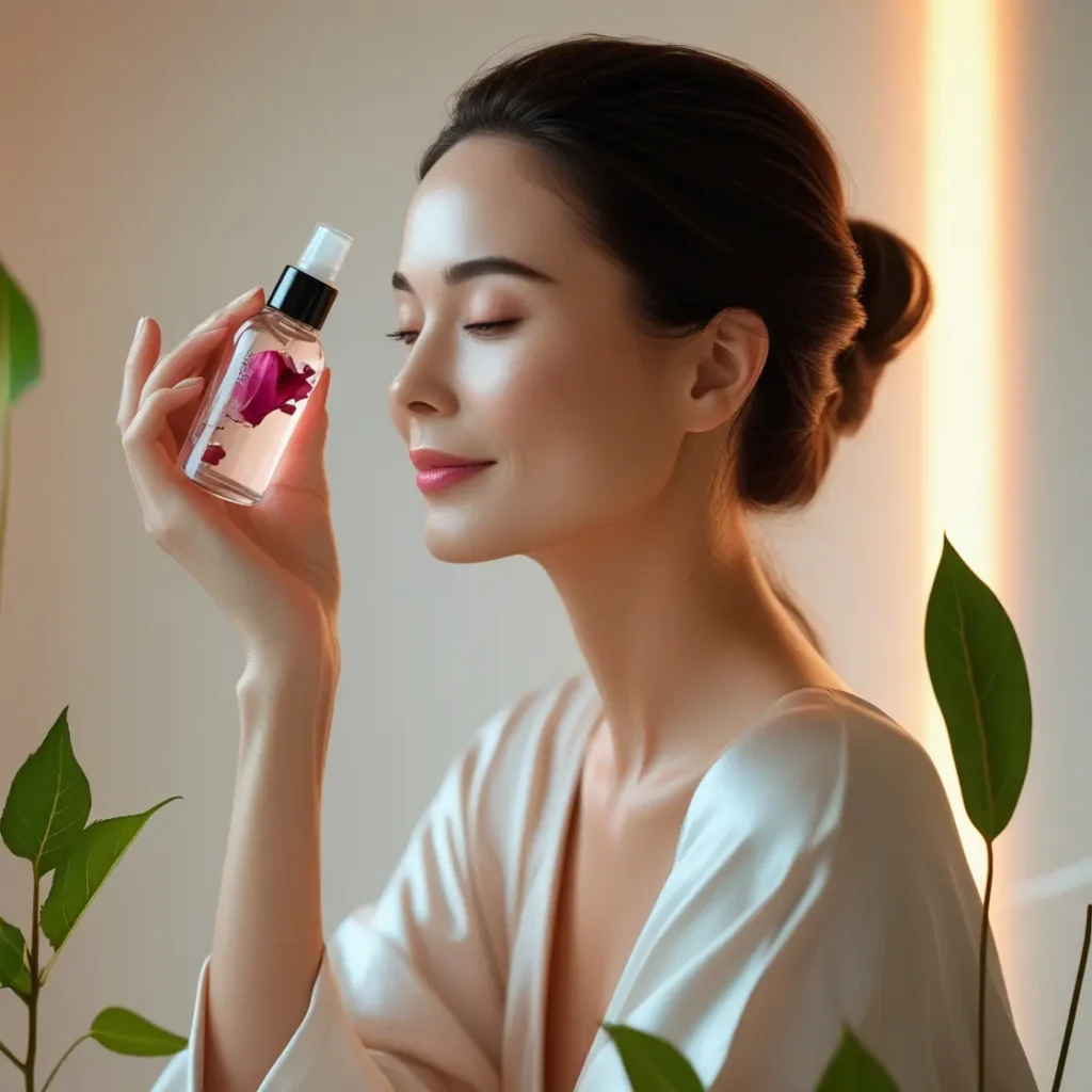 a woman hydrating with a toner
